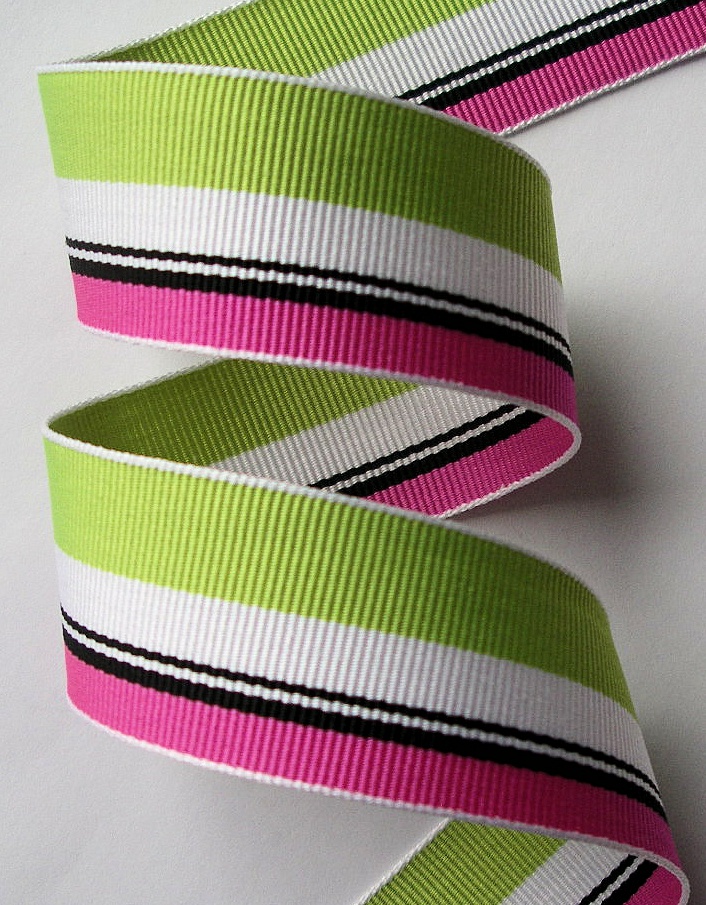 GGS1000B 1" LIME/BLACK/WHITE STRIPE (5 yards)